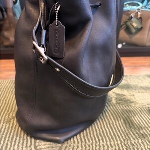 SOLD- VINTAGE Coach Black Leather Drawstring Bucky Bag - excellent condition